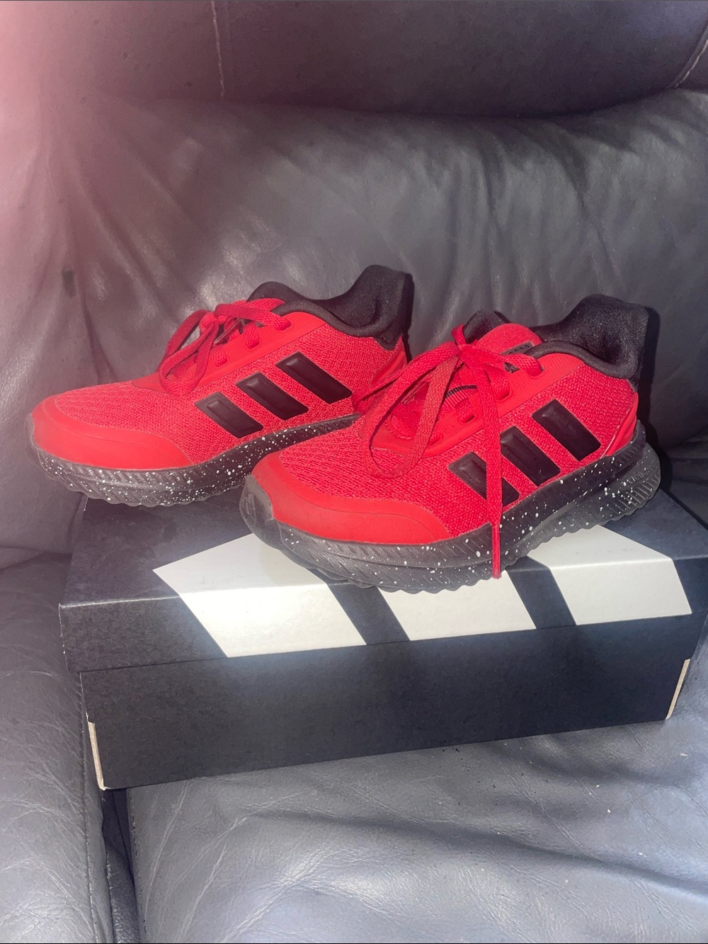 adidas Kids Red and Black Athletic Sneakers like new